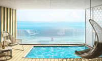 Dubbelrum med privat pool och havsutsikt. Bilden är en illustration och kan komma att ändras