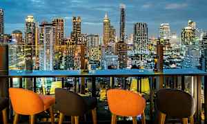 Utsikt över Bangkoks skyline