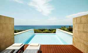 En infinitypool med utsikt över havet. (AI-genererad text)