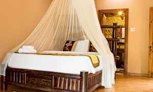 Dubbelrum med balkong och utsikt mot floden