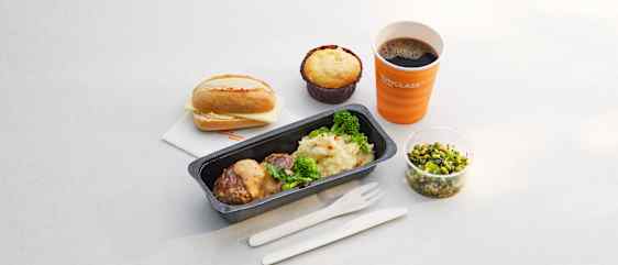 Flygmat, pannbiff och potatismos