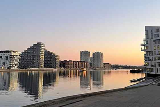 Solnedgång från Havneholmen över Islands Brygge