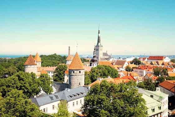 Estlands huvudstad Tallinn, sedd ovanifrån.