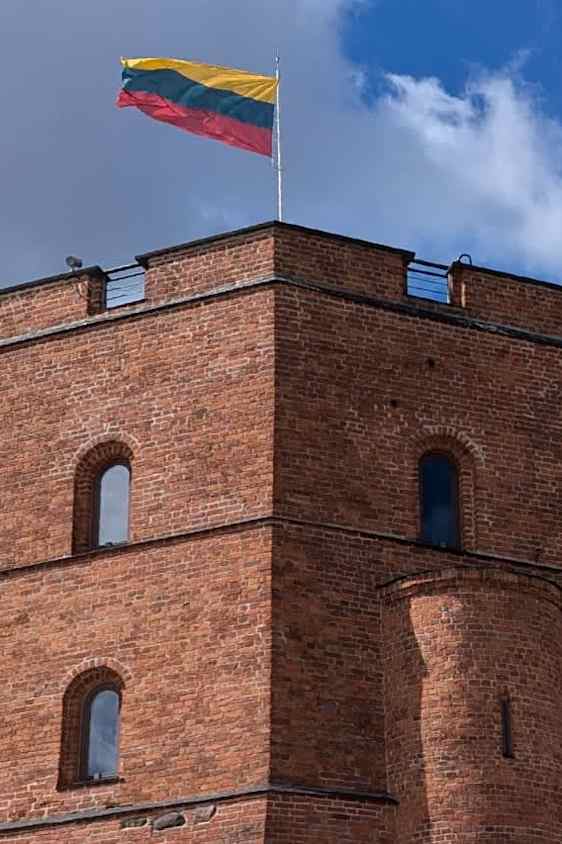 Litauens flagg i topp på Gediminas' Tower