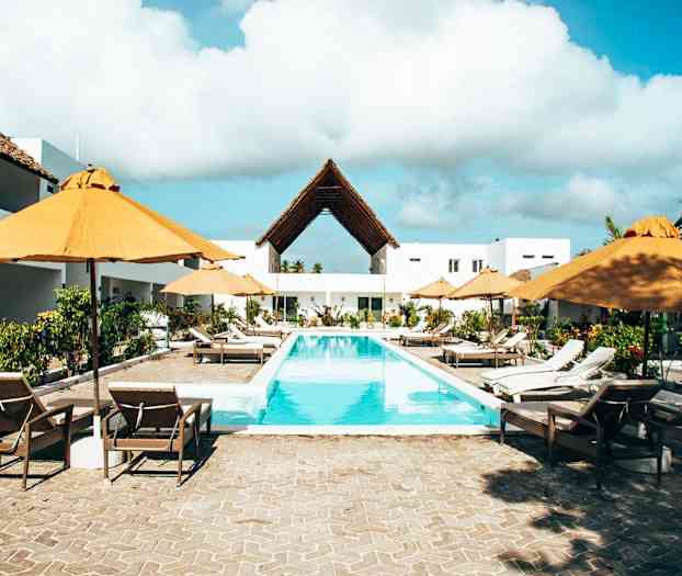 Hotellets stora poolområde