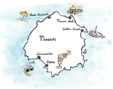 Karta över Thassos