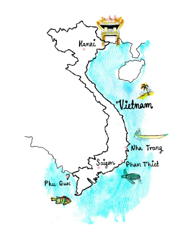 Vings karta över Vietnam