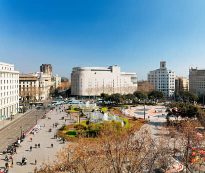 Utsikt över Plaça de Catalunya