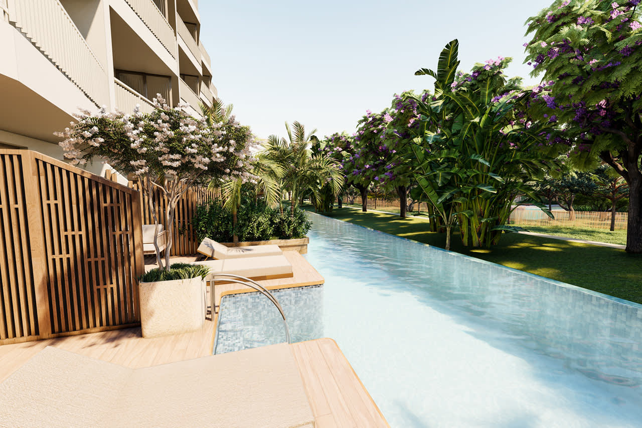 Dubbelrum och dubblettrum med access till privat, delad pool