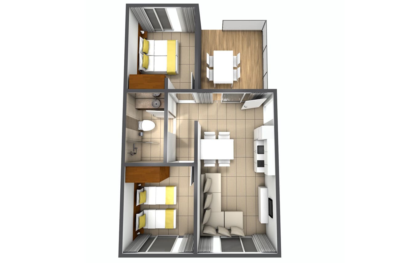 Exempel på Trerumslägenhet i hus/villa med 4 ordinarie bäddar