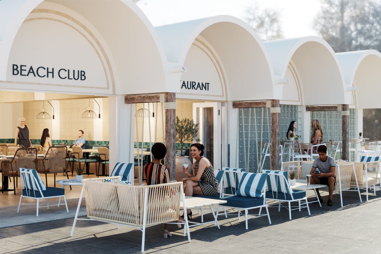 Hotellets beach club efter renovering, bilden är en illustration och kan komma att ändras