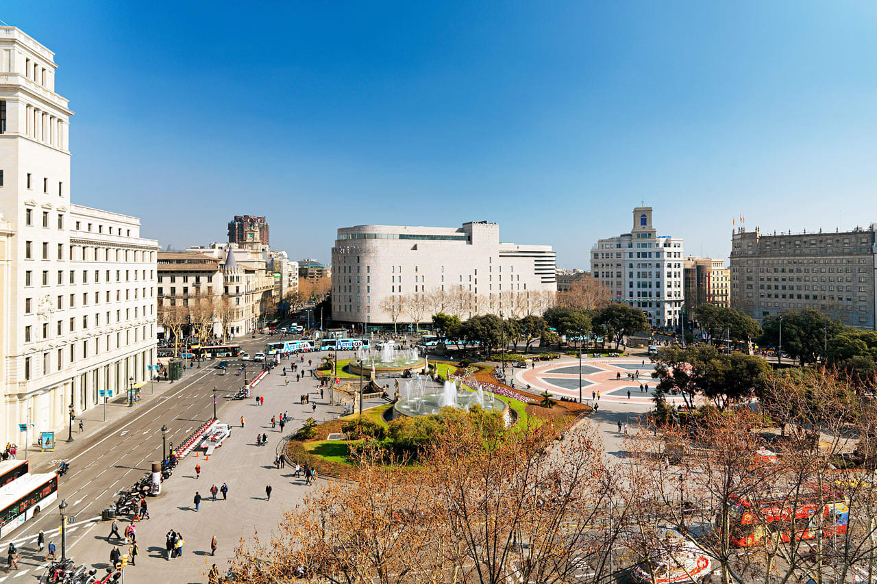 Utsikt över Plaça de Catalunya