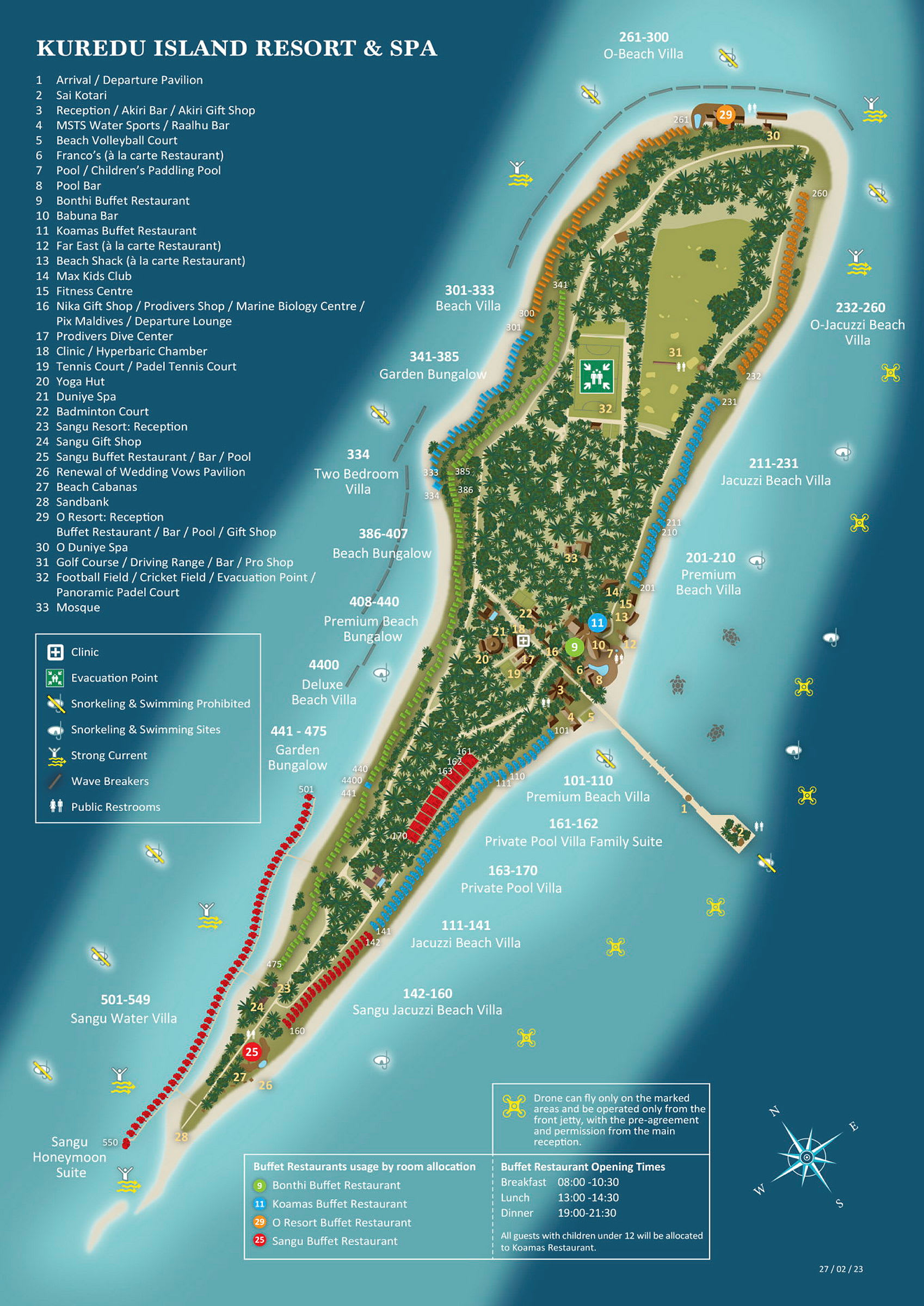 Karta över Kuredu Island Resort och Spa. (AI-genererad text)
