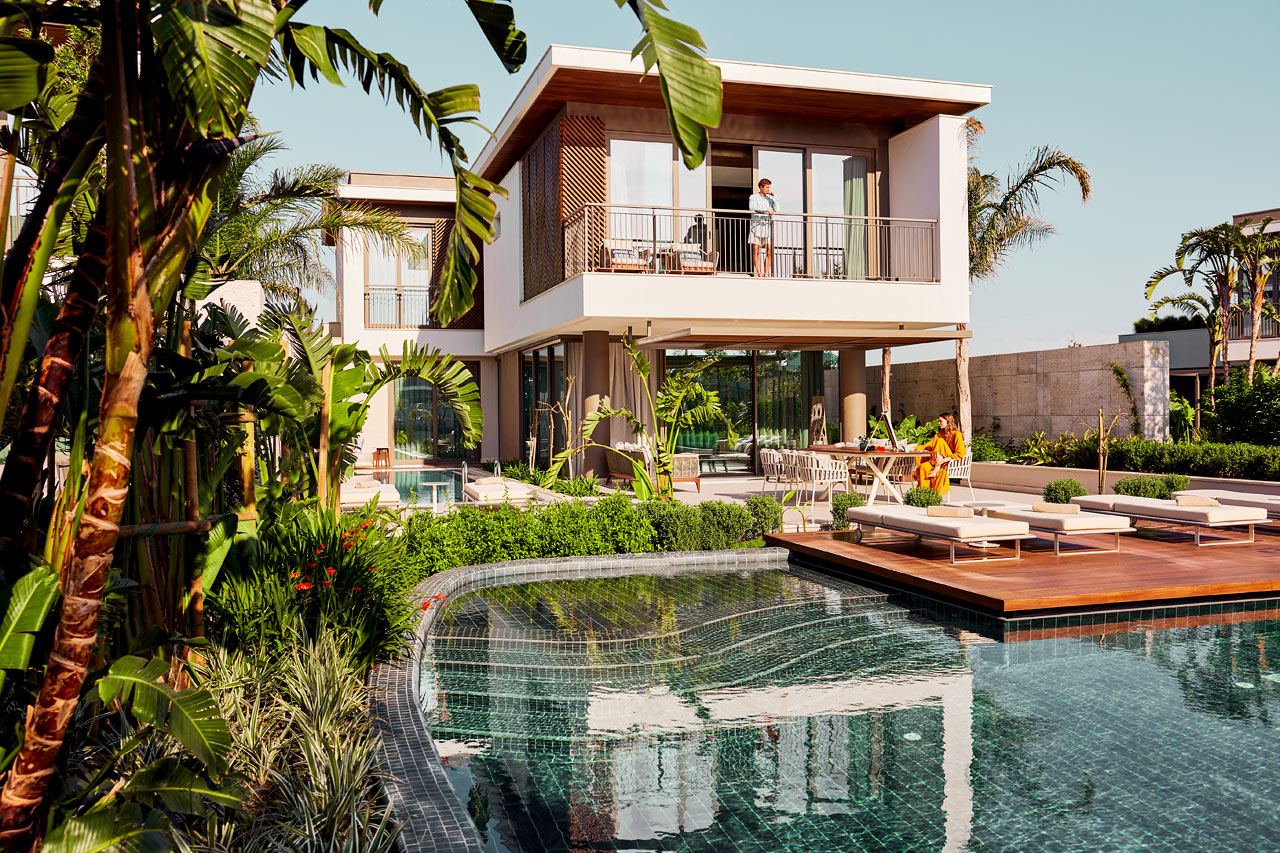Trerumslägenhet i villa, 4 ord. bäddar, privat pool